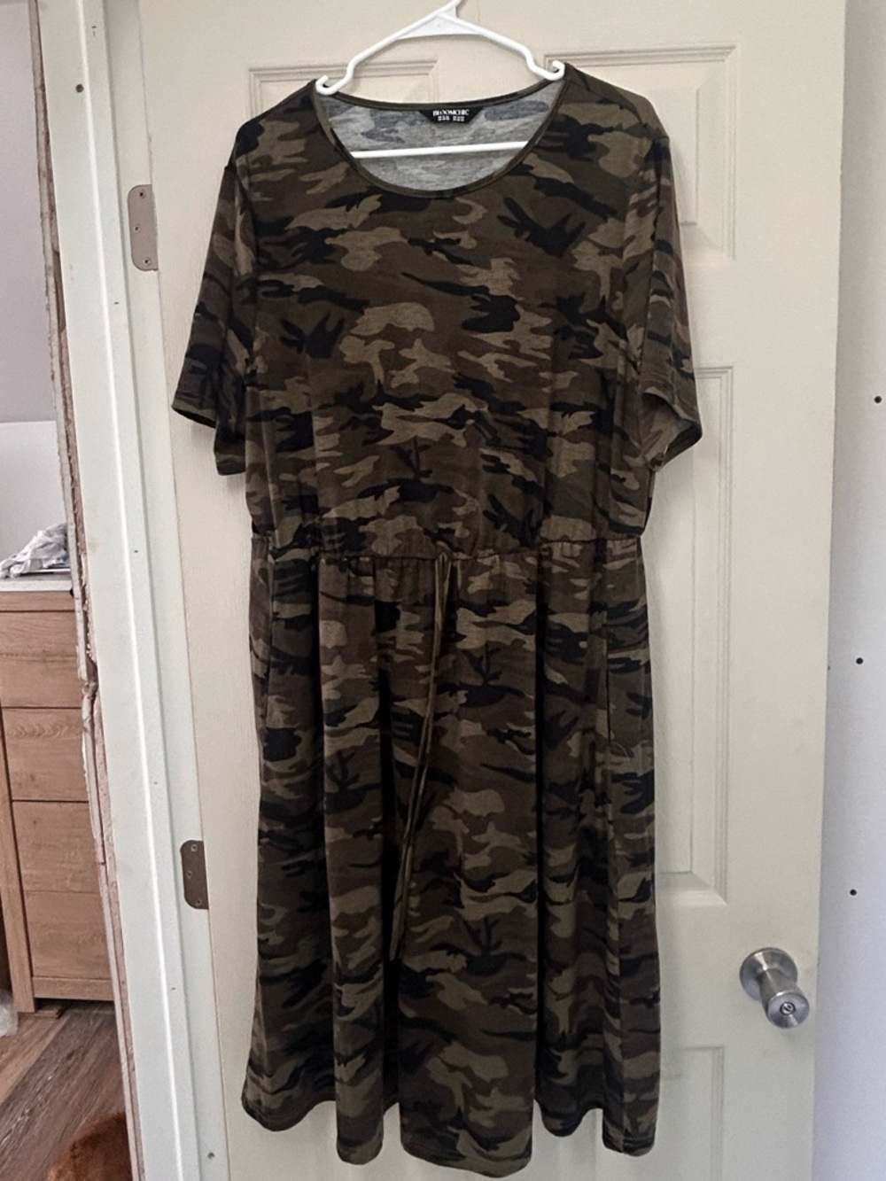 BloomChic Camouflage Midi Dress in Olive and Gray